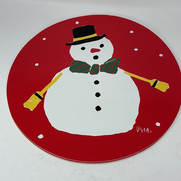 Vintage | Set of 4 Round Christmas Snowman Placemats - Picture 4 of 6